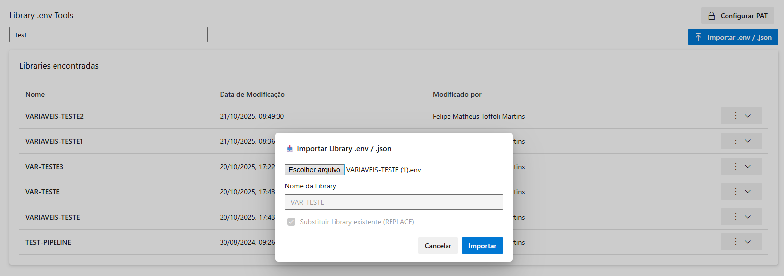 Exportar Variáveis